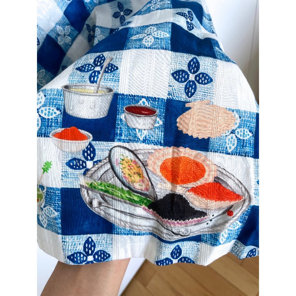 Rachel Antonoff Gwen Seafood Tower Print Mini Dress Blue Check Gingham Floral 6 - Picture 13 of 14